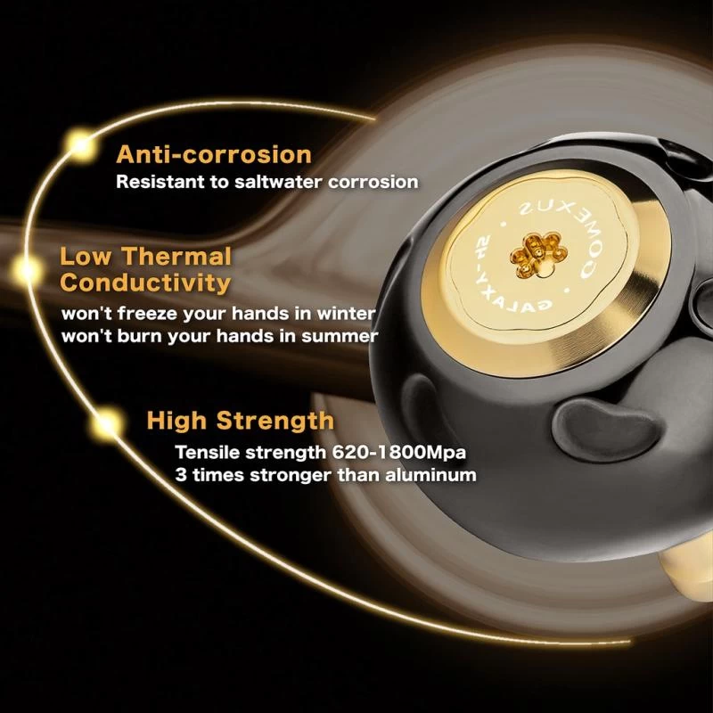 Gomexus 90mm Aluminium Power Handle With 45mm Titanium Knob - Black & Gold â Image 5